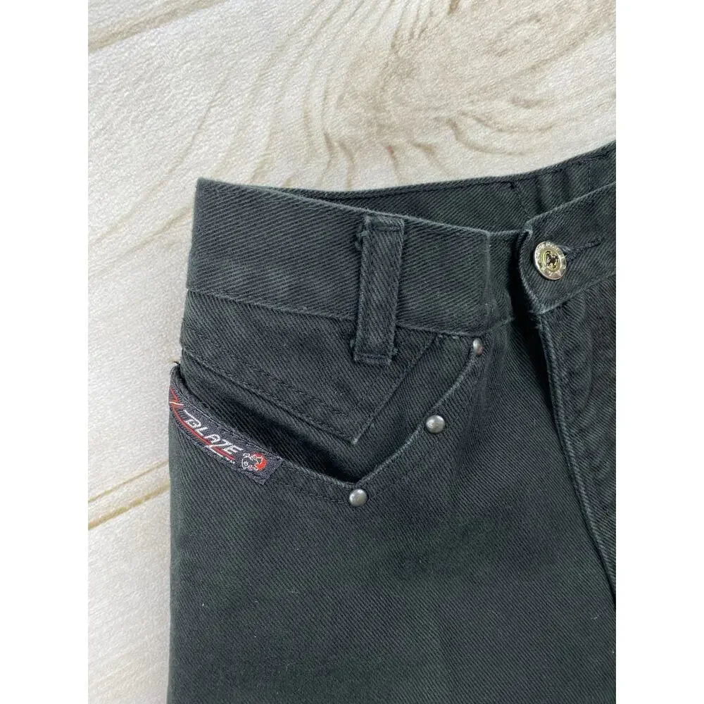 Vtg Blaze Jeans Womens 3/25 Black Studded Bareback Hi-Rise Rodeo Horse Riding